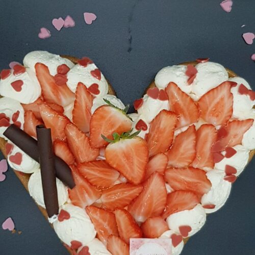 Aardbeien slof in hart vorm